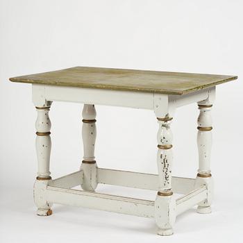 A Swedish baroque and faux marble-painted table, circa 1700.