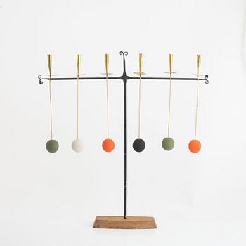 Thomas Hellström, a wrought iron and brass candelabrum from THO Hantverk Rättvik, Bleckogården, 1950's.