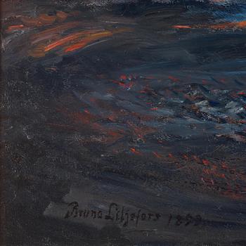 Bruno Liljefors, "Uttrar vid havet, solnedgång".