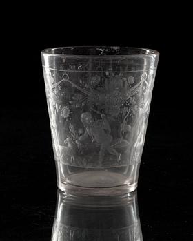 BÄGARE, glas. Tyskland, 1700-tal.