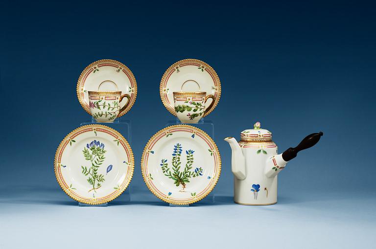 A Royal Copenhagen 'Flora Danica' part coffee service, Denmark, 20th Century.