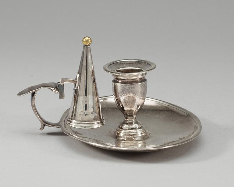 An English silver candlestick, London 1789.