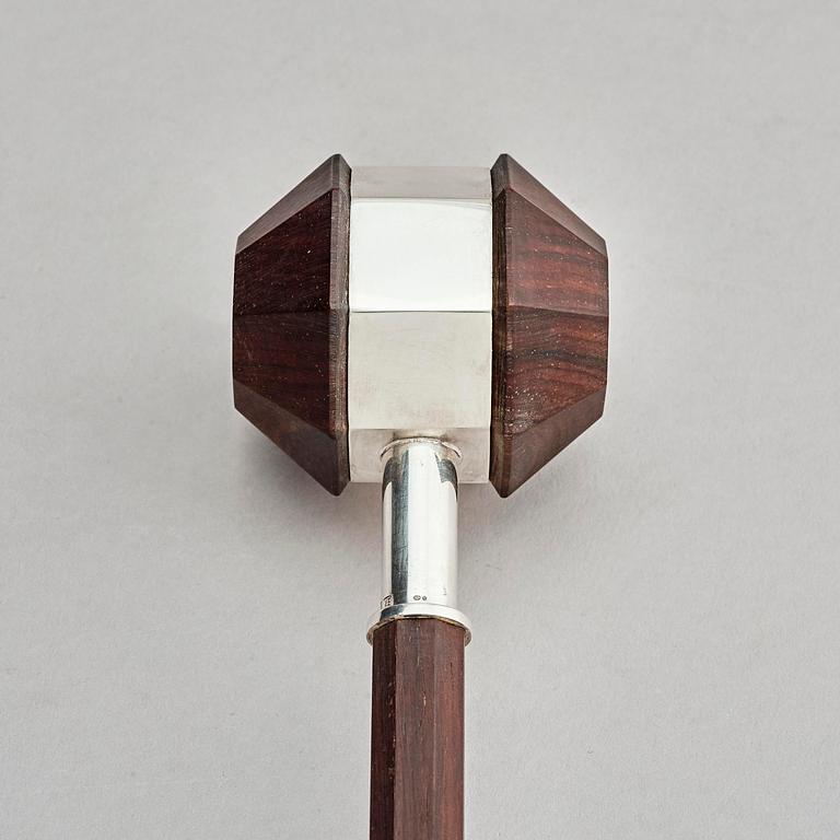 Firma Kultakeskus Oy, a silver and wood ceremonial mallet, Hämeenlinna, Finland 1978.