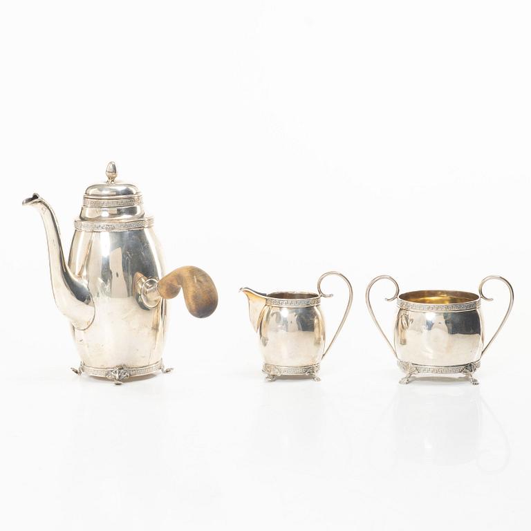 A Swedish three piece silver coffee set, mark of GA Dahlgren, Malmö 1918–1920.