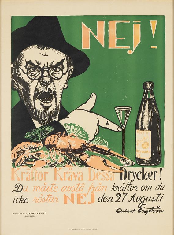 Albert Engström, litografisk affisch, A. Lindgren & Söner, Göteborg.