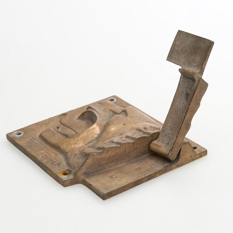 Armas Hutri, a door knocker, signed AH and dated 1970.