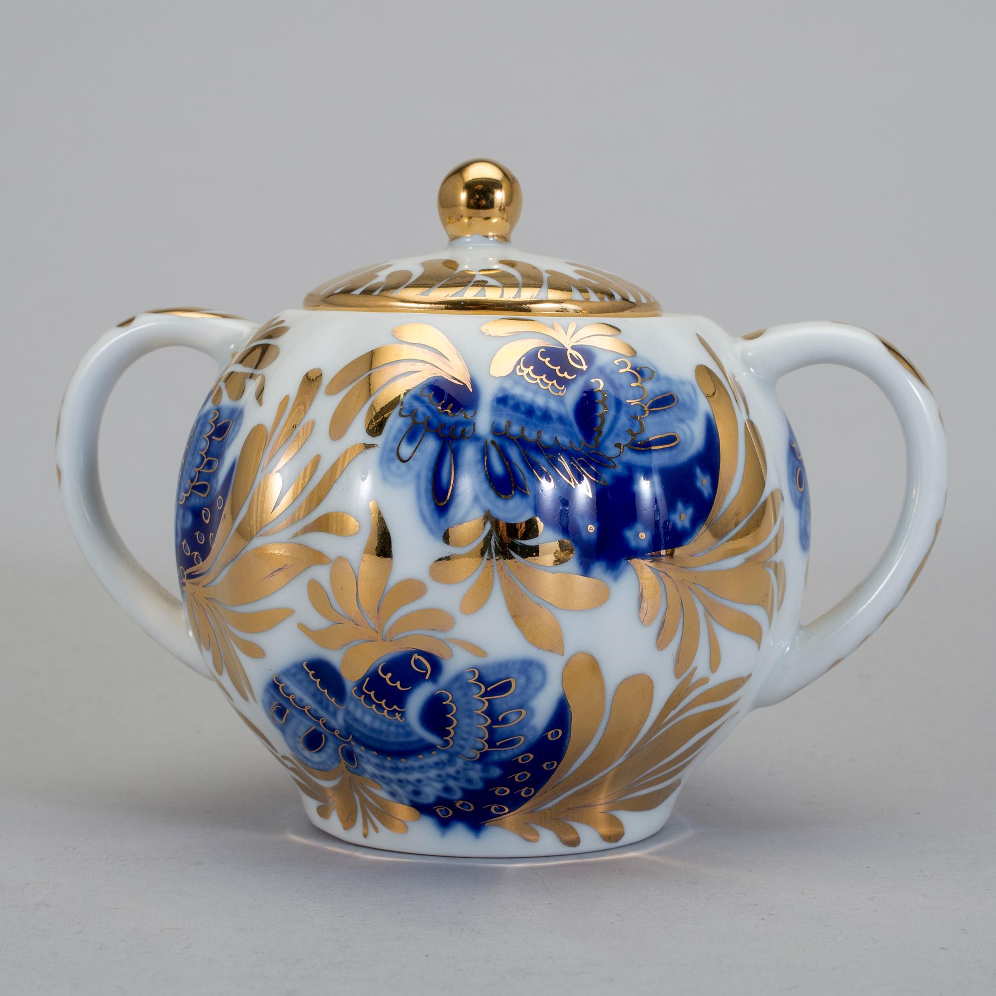 KAFFESERVIS, 27 delar, porslin, Lomonosov, Sovjetryssland. 1900-talets andra hälft.