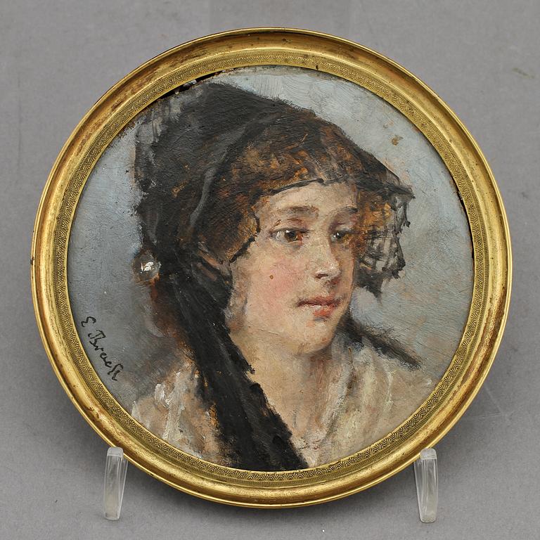 EMIL BRACK, olja på pannå, sign.