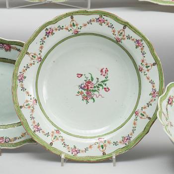 A 58 pieces famille rose dinner service, Qing dynasty, Qianlong (1736-95).