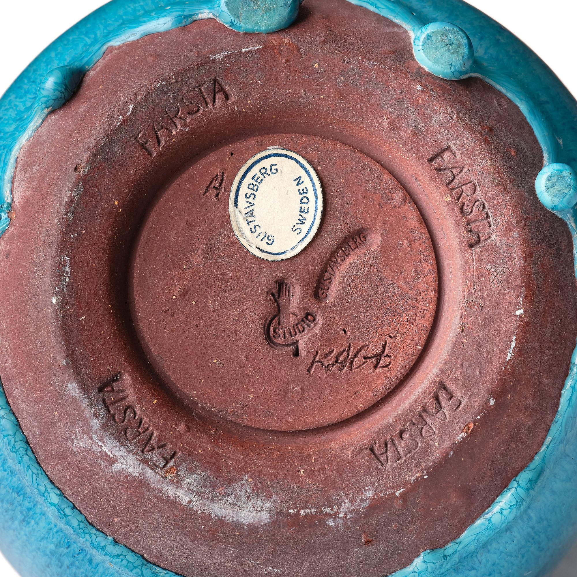 Wilhelm Kåge, a turquoise glazed "Farsta" stoneware vase, Gustavsberg studio, Sweden 1956.