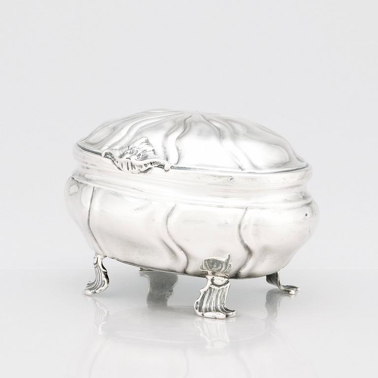 A Baltic 18th Century Rococo silver sugar-casket, mark of Wilhelm Christian Hillebrandt, Reval (1758-1780).