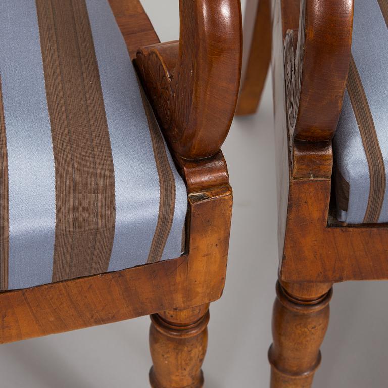 A set of three Biedermeier armchairs, probably St. Petersburg  1820s.
