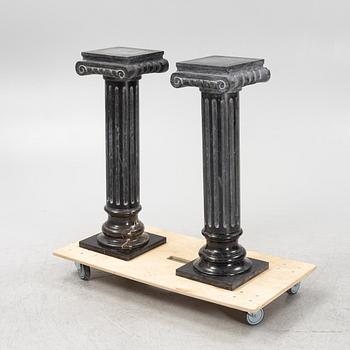 Pedestals, a pair, Stone and marble.