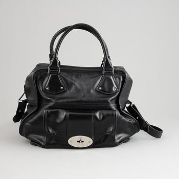 Mulberry, a black leather handbag.
