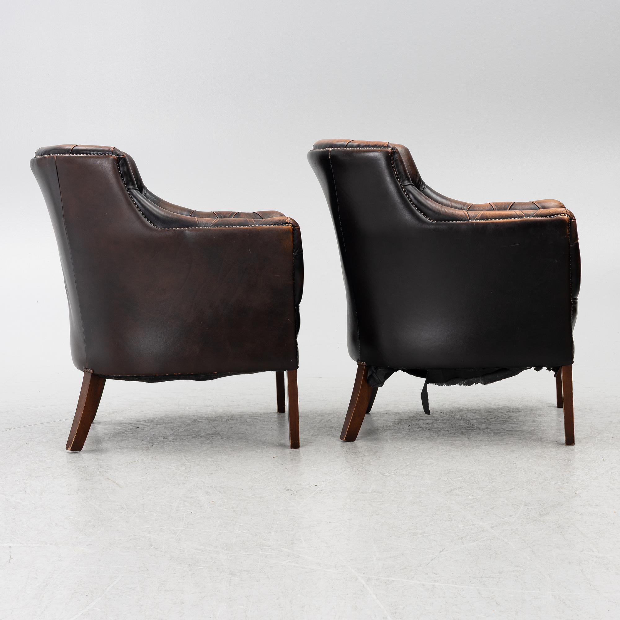 Armchairs, a pair, purchased from Georg Hensher, second half of the 20th century.
