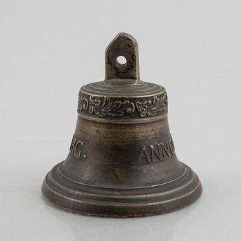 A bronze bell, marked Gothenburg, Sweden, an dated 1781.