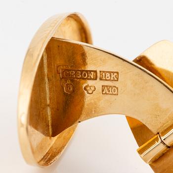Ceson, manschettknappar och slipsnål, 18K guld och emalj.