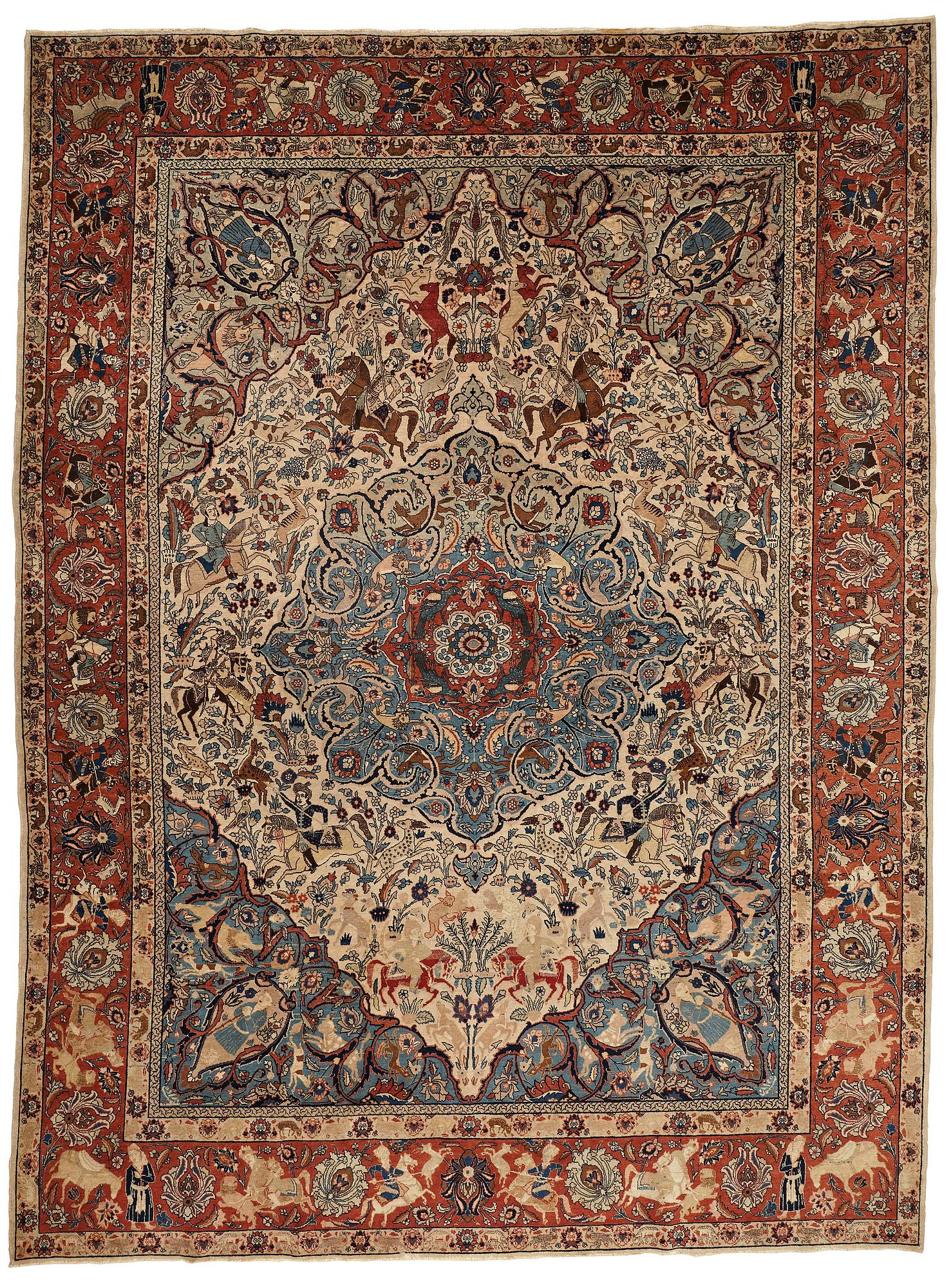 MATTO, semi-antique Tabriz figural, ca 400 x 298,5 cm.