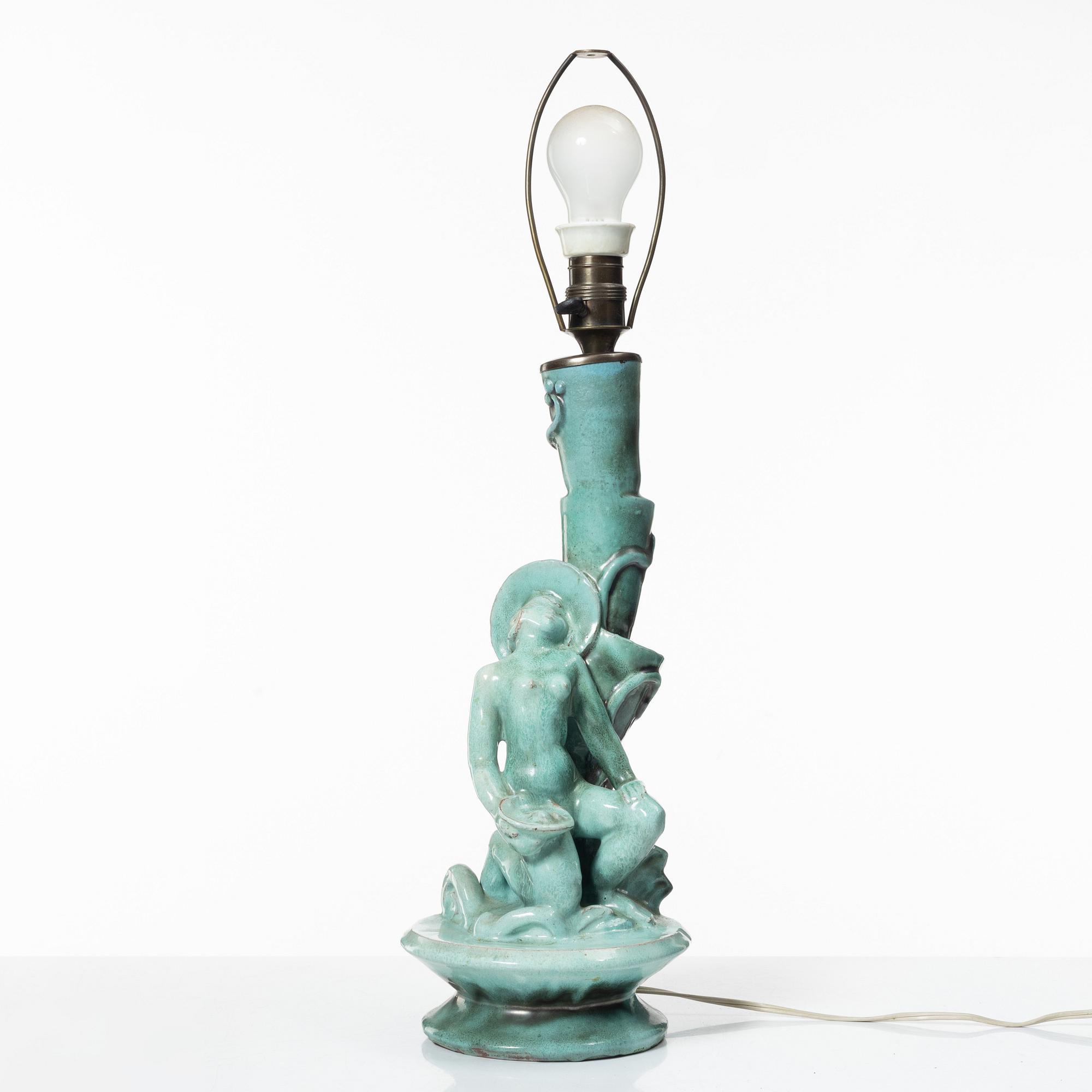 Allan Ebeling, a glazed ceramic table lamp, Torshälla 1932.