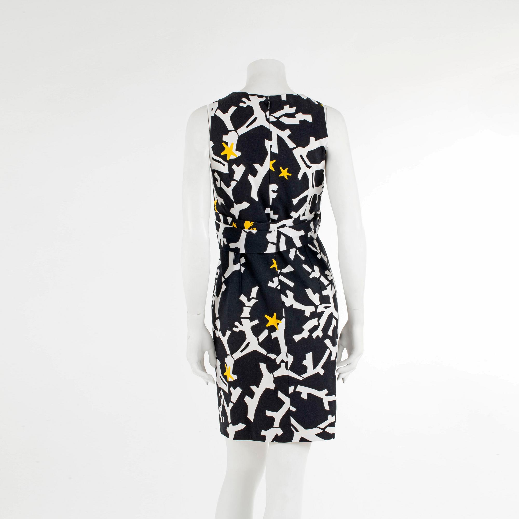 GUCCI, a black-and white printed cotton dress, italian size 42.