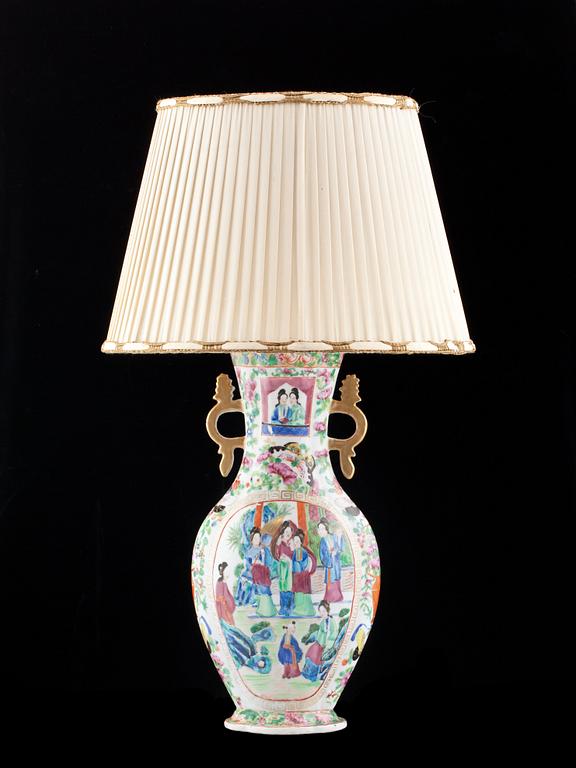 BORDSLAMPA, porslin, Kanton, 1800-tal.