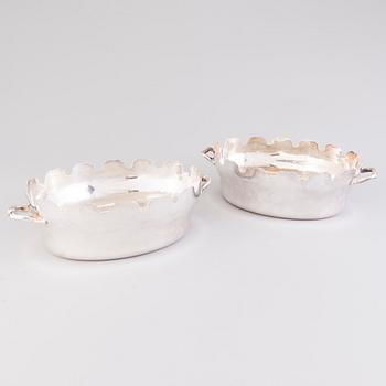 Two silver plated monteith bowls, presumably French, early 20th Century.