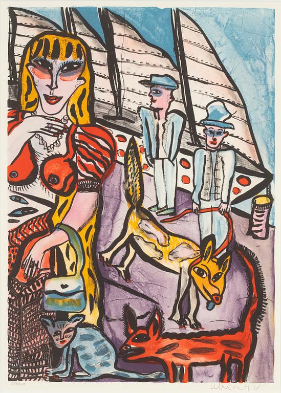 Ulrica Hydman-Vallien, Figures and Dogs by the Quay.