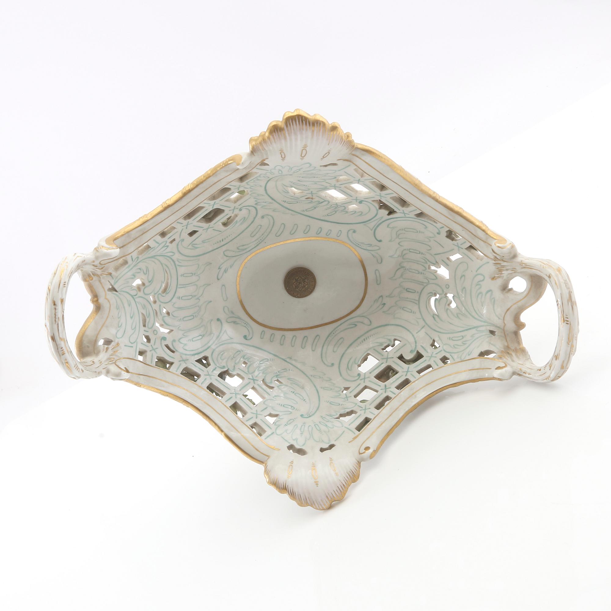 Skål på fot Meissen Rokoko-stil omkring 1900 porslin.