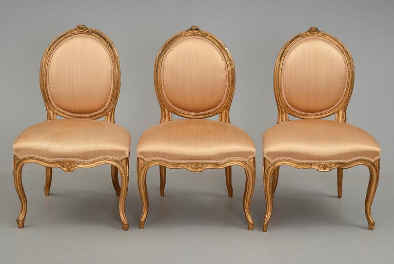 Six Swedish Transition Rococo/Gustavian 18th century chairs.