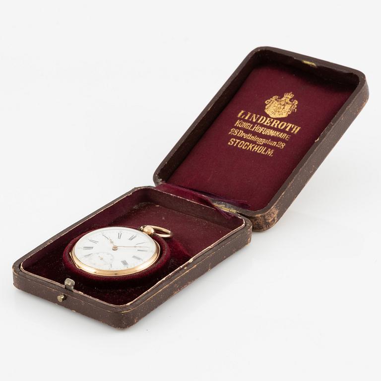 Pocket watch, 14K gold, key-wind, 44 mm.