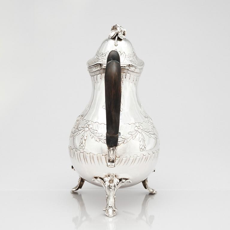 A Swedish 18th century silver coffee-pot, mark of Jacob Lampa, Stockholm 1777.