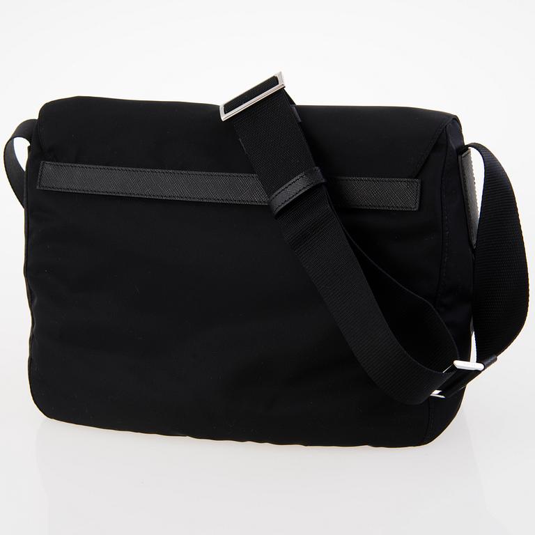 PRADA Black Nylon Messenger Bag.