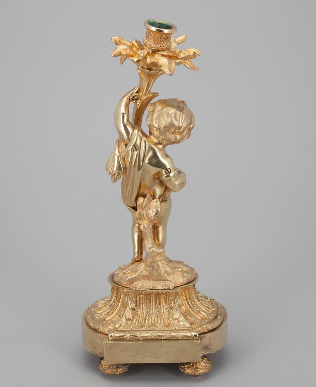 KYNTTILÄNJALKA, kullattua pronssia, mahdollisesti Venäjä 1800-luvun keskivaihe.