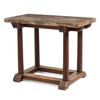 258. Axel Einar Hjorth, a "Sandhamn" stained pine and granite top table, Nordiska Kompaniet, Sweden 1930's.