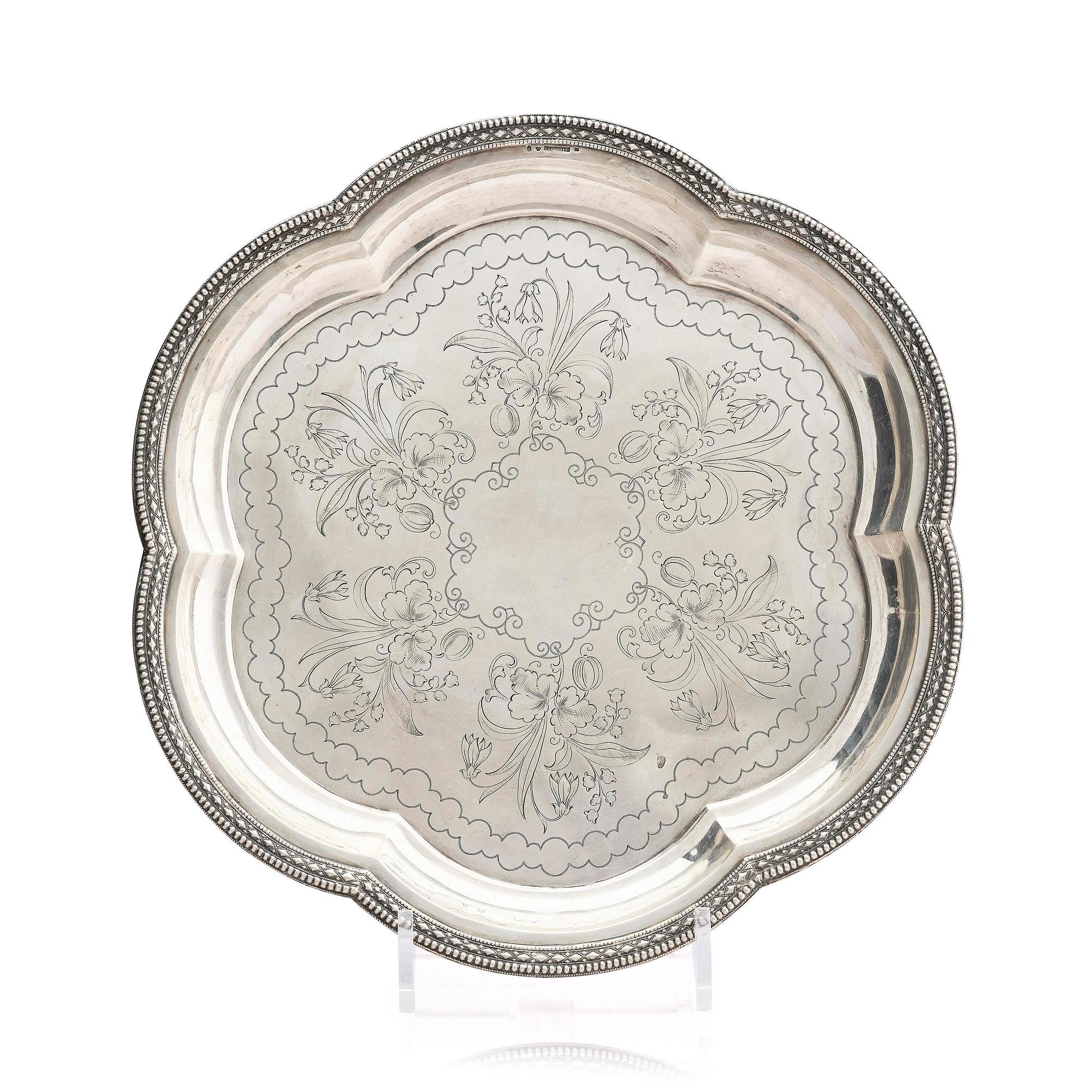A silver dish by Lars Larson & Co Stockholm 1876.