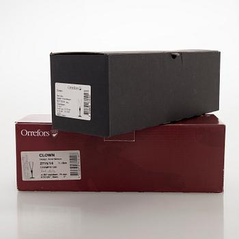 Anne Nilsson, a set of twelve 'Clown' champagne glasses, Orrefors.