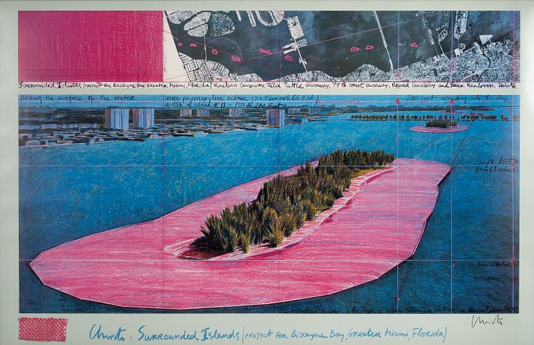 Christo & Jeanne-Claude, "Surrounded Islands" (Project for Biscayne Bay, Greater Miami, Florida).