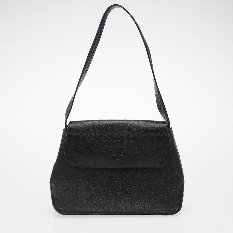 A Vintage Black Ostrich Shoulder Bag.