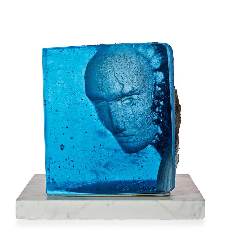 A unique Bertil Vallien sand cast glass sculpture, 'Inside', Kosta Boda 2007.