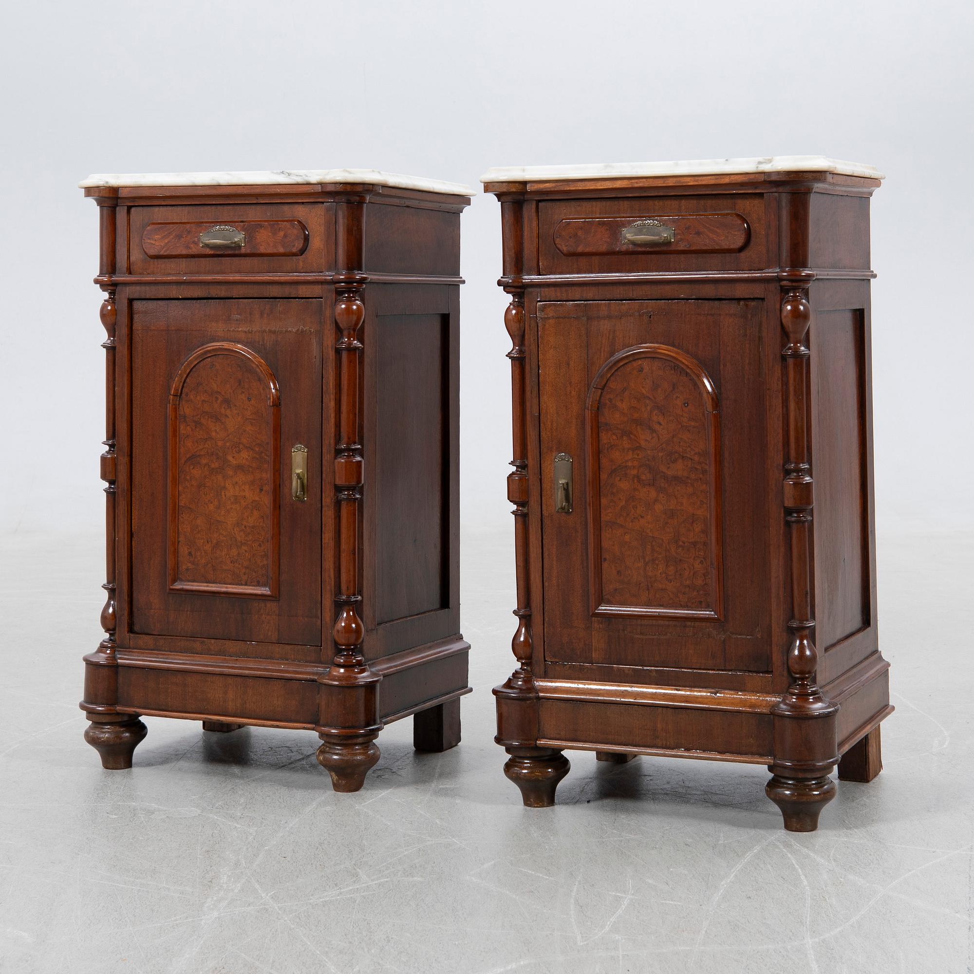Nightstands, a pair, first half of the 20th century.