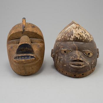 Two 20th century african wooden masks.