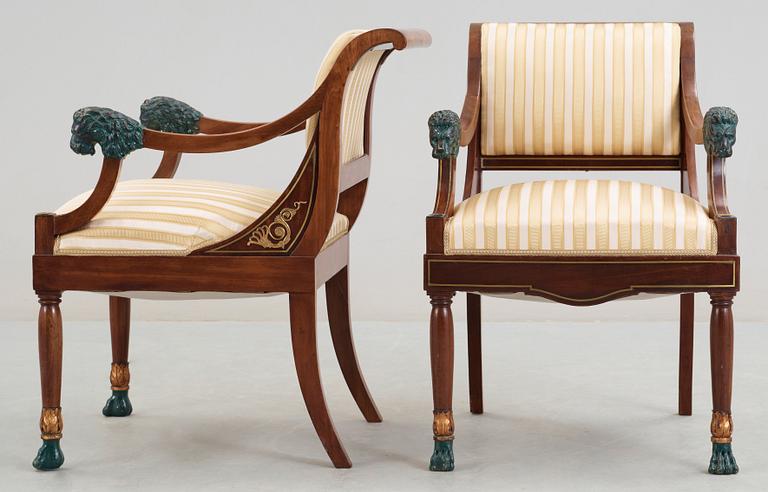 A set of five Empire 19th century chairs.