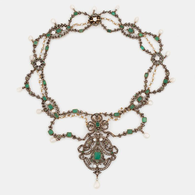 A 19th century emerald necklace.