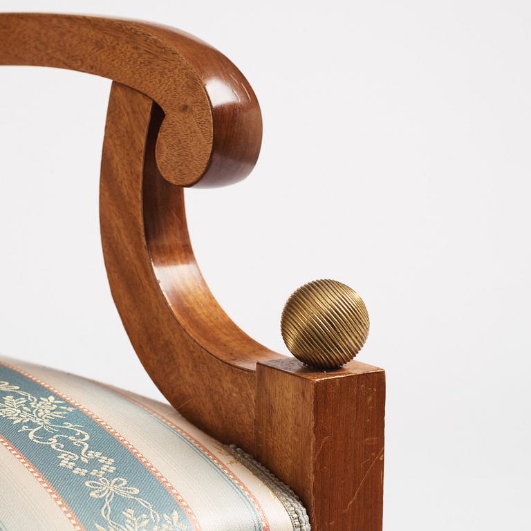A pair of Swedish Empire armchairs, Stockholm, 1820s.
