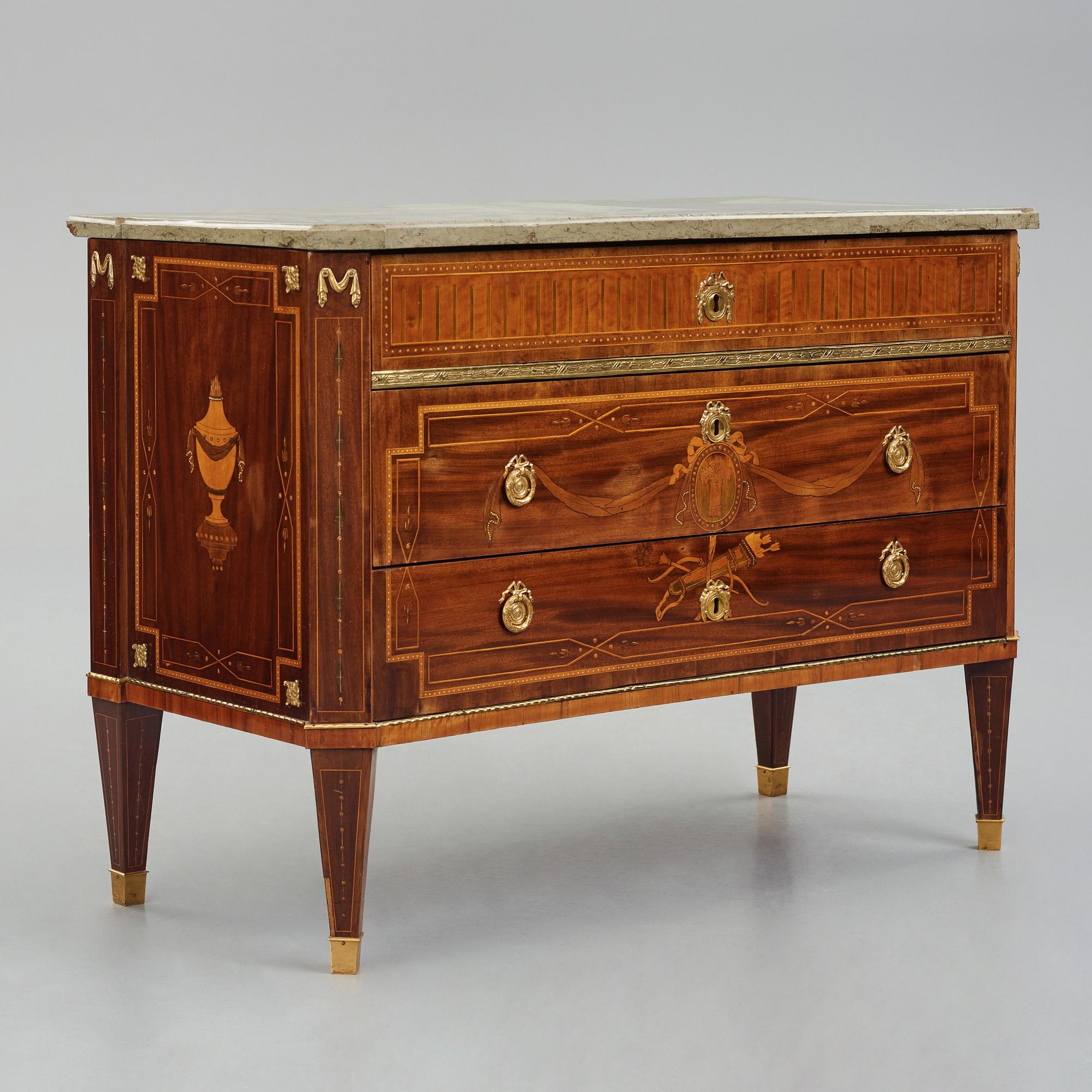 A Gustavian commode by N P Stenström (master in Stockholm 1781-1790), late 18th century, not signed.