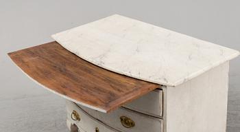 A painted late Baroque chest of drawers, 18th Century.