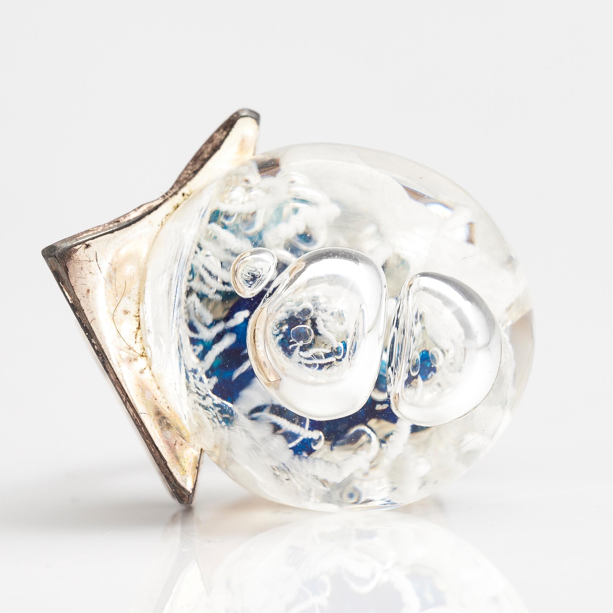 BJÖRN WECKSTRÖM, RING "Förstelnad sjö", sterling silver, akryl. Lapponia 1972.