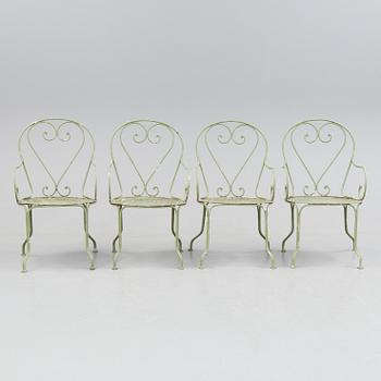 TRÄDGÅRDSMÖBLER, 5 delar, metall, 1900-tal.