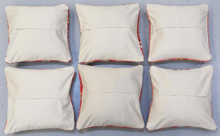 SIX KILIM CUSHIONS, AROUND 50 x 50 cm.