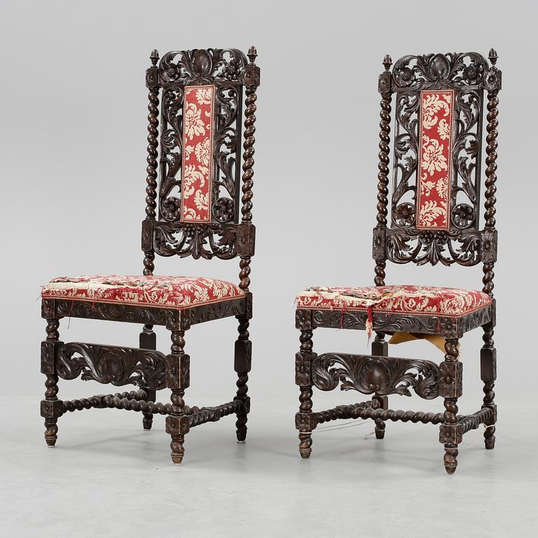 STOLAR, ett par, barockstil, 1800-tal.